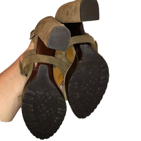 Ralph Lauren Purple Label Collection taupe suede leather lug sole sandal… - Picture 3 of 4